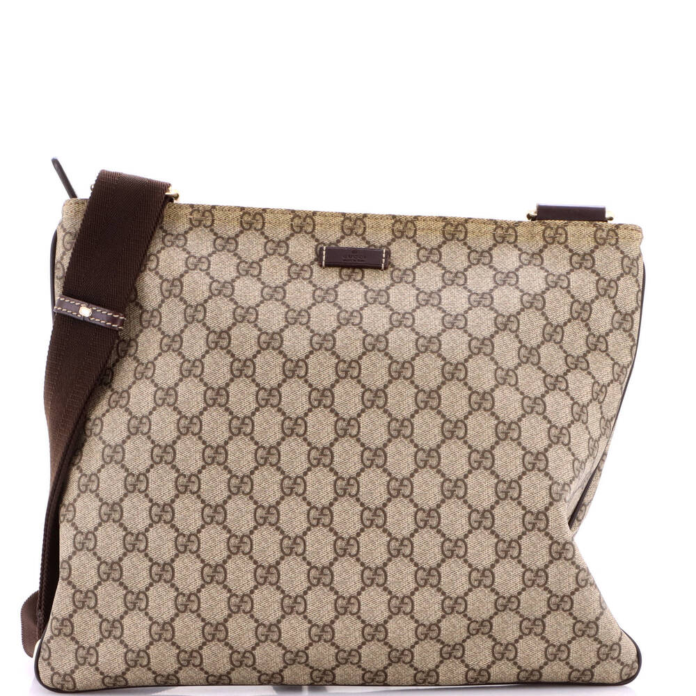 Gucci Large Zip Top Messenger Bag GG Coated Canvas